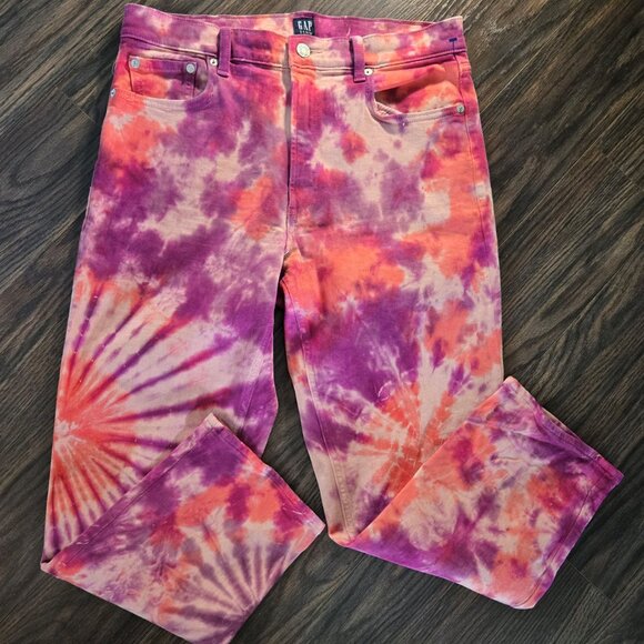 GAP "Cheeky Straight" Tie Dye Boho/Hippie Chic Cotton Jeans NWOT/SIZE 30R - Picture 1 of 7